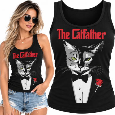 TANK TOP DAMSKI ŚMIESZNY  THE CATFATHER